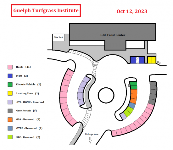 Map of Guelph Turfgrass Institute Parking